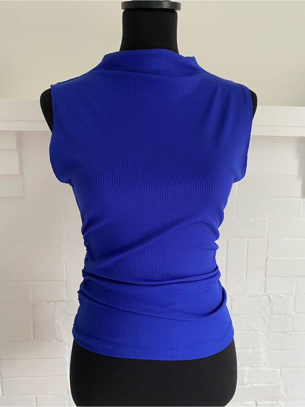 Slim Fit Ribbed Mock Neck Tank Top